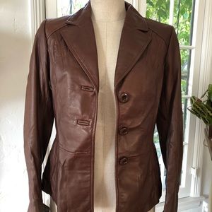Brown genuine leather jacket